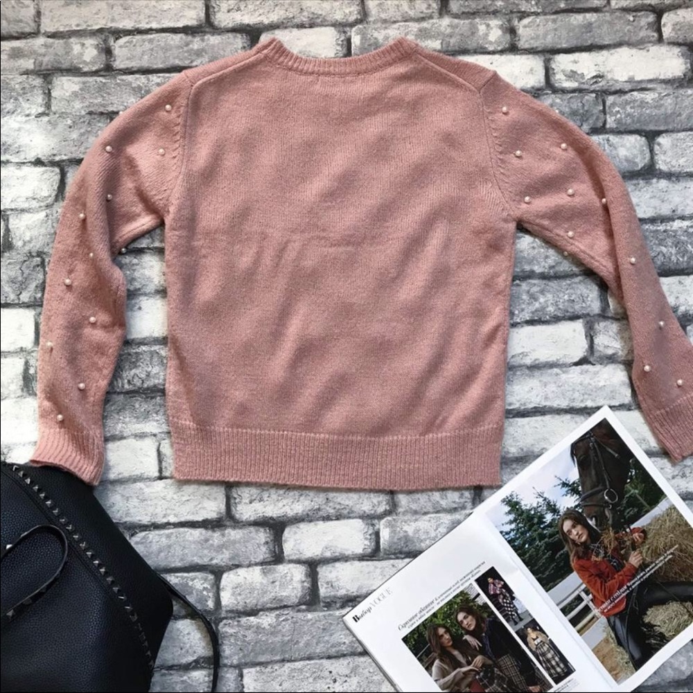 1 Left! Light Pink Pearl Sweater Top - Picture 4 of 8